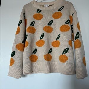 Le Lis Cream Sweater with Orange and Green Design